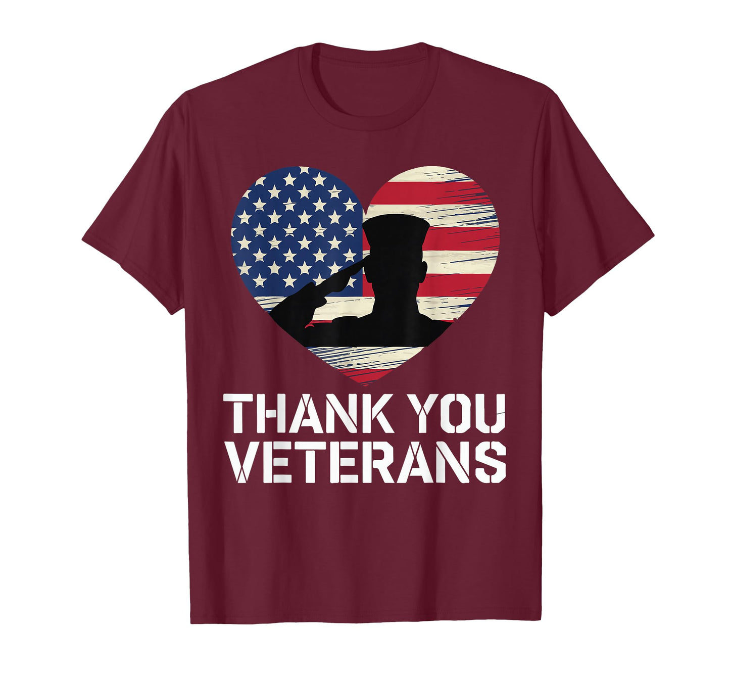 Thank You Veterans Day American Flag Heart Patriotic Hero T-Shirt
