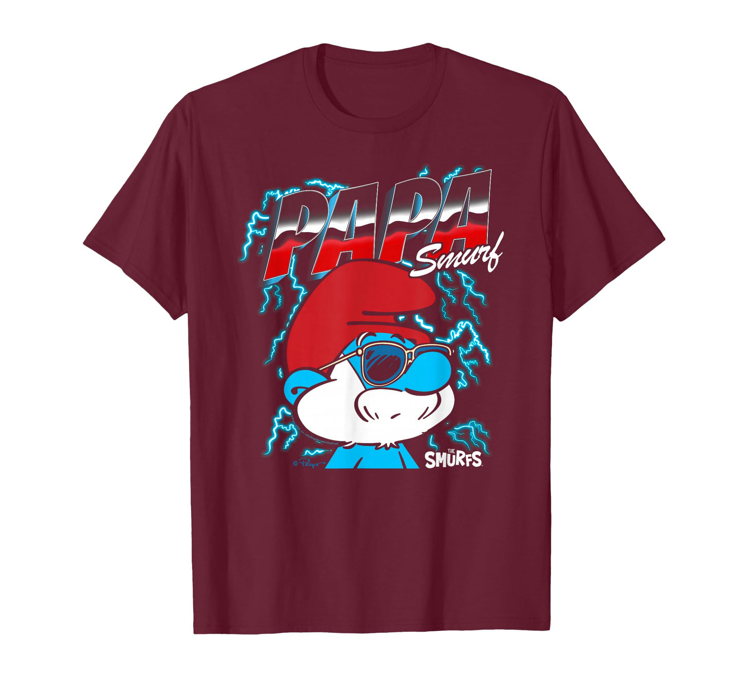 The Smurfs Chrome and Lightning Papa Smurf Retro Cartoon T-Shirt