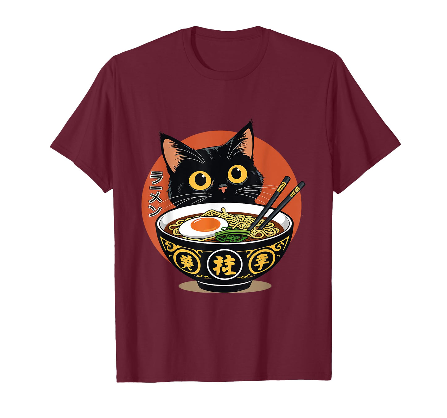 Kawaii Anime Cat Eating Ramen Funny Japanese Noodles Lovers T-Shirt