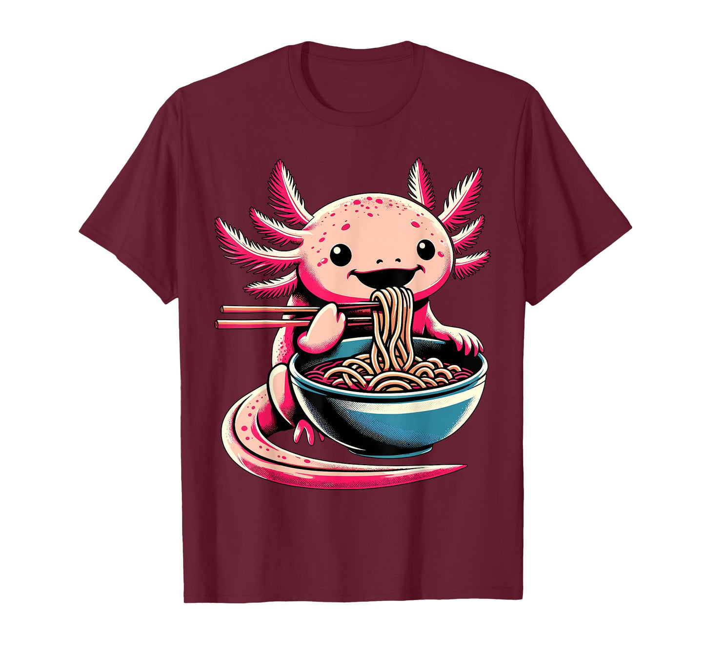 Kawaii Axolotl Eating Ramen T-Shirt