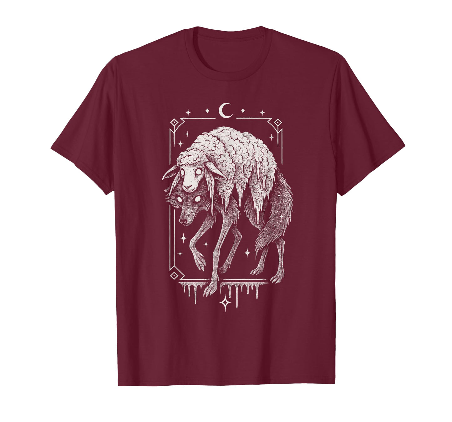 Wolf Sheep Horror Creepy Folklore Scary Goth Alt Aesthetic T-Shirt