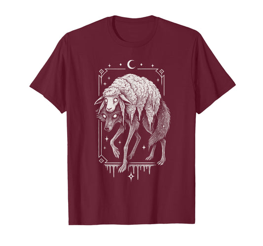 Wolf Sheep Horror Creepy Folklore Scary Goth Alt Aesthetic T-Shirt