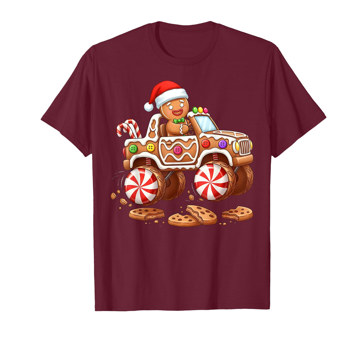 Gingerbread Monster Truck Funny Christmas Toddler Boy Kids T-Shirt