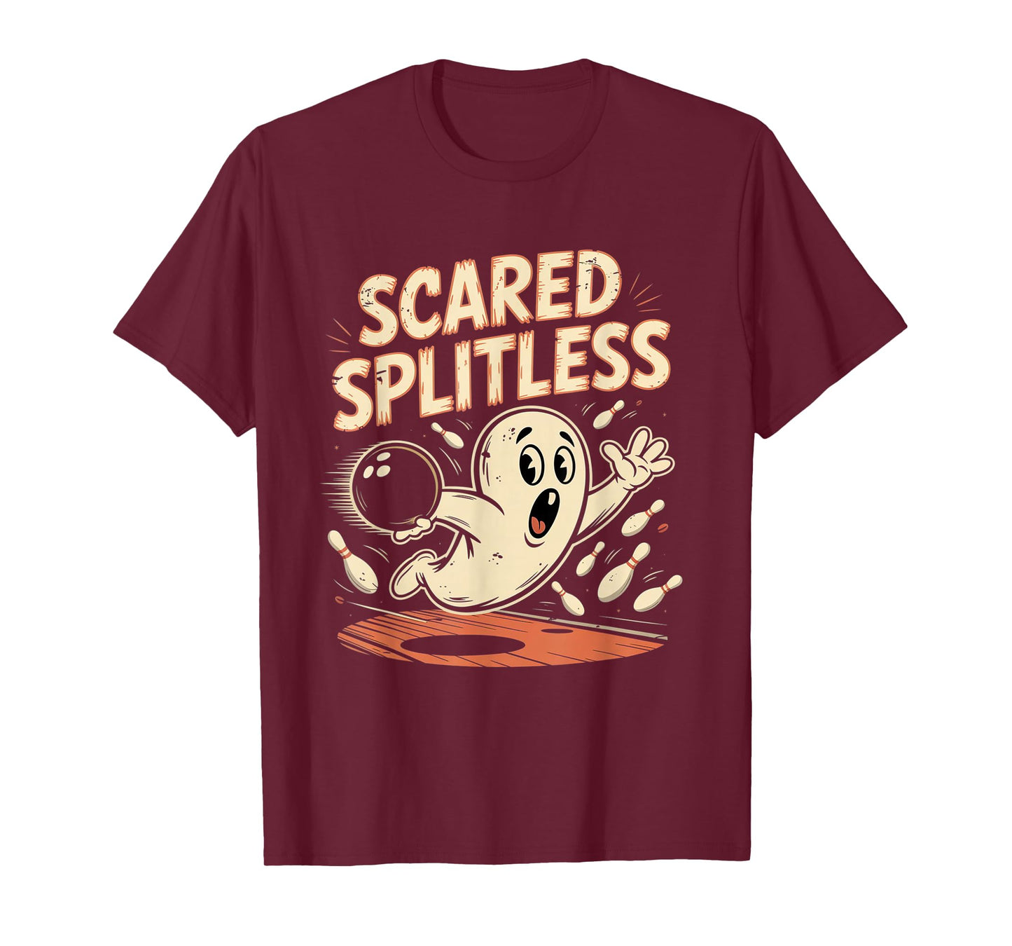 Scared Splitless Bowling Halloween Fun Design T-Shirt