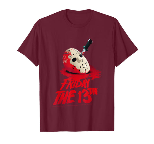 Friday The 13th Mask Blood Halloween Design T-Shirt