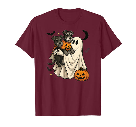 ghost Miniature Schnauzer Dog halloween T-Shirt