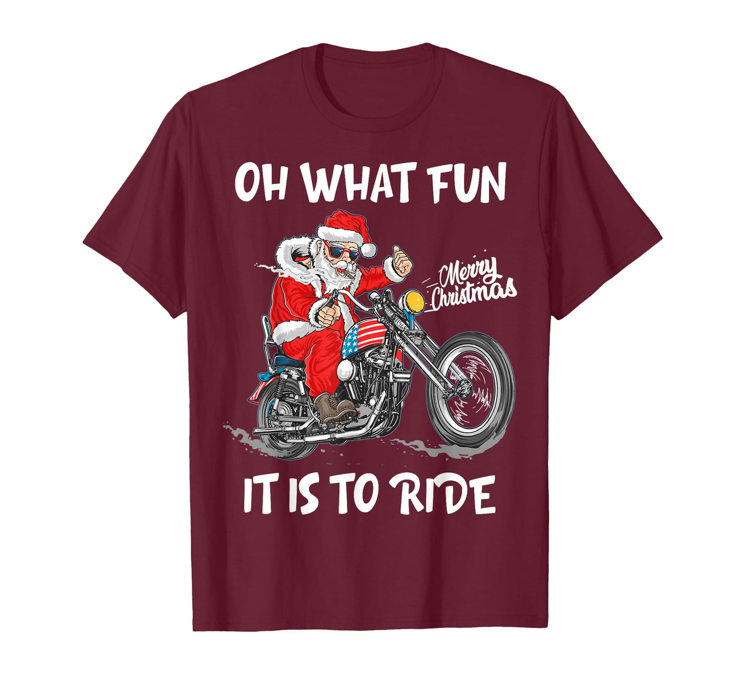 Biker Santa Motorcycle Fan Merry Christmas Xmas Holidays T-Shirt