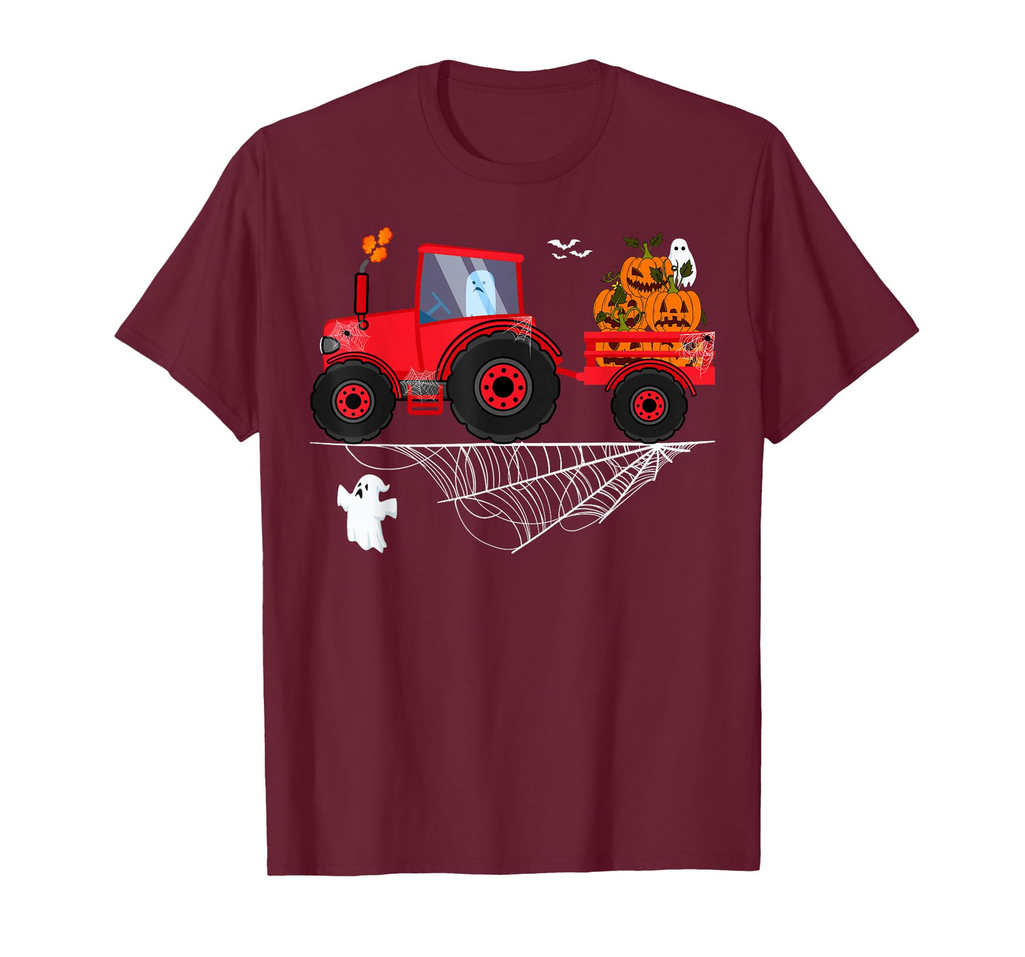 Halloween Tractor Kids Pumpkin Farm Spooky Ghost Tractor T-Shirt