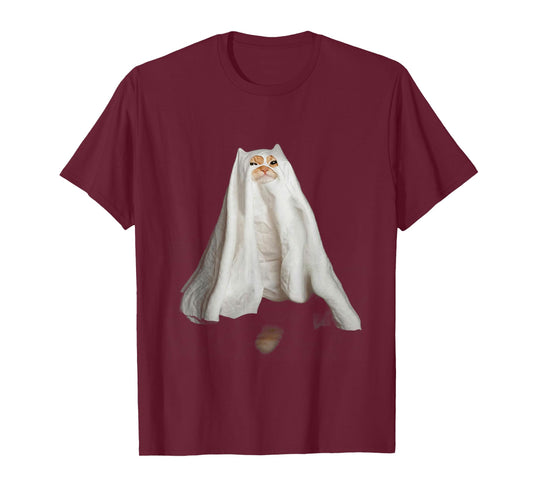 Ghost Cat Meme Funny Halloween Men Women Kids T-Shirt