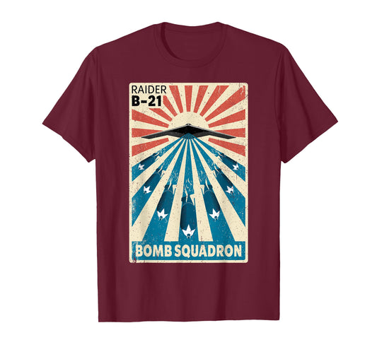B-21 Raider Stealth Bomber Vintage Bomb Squadron Poster T-Shirt