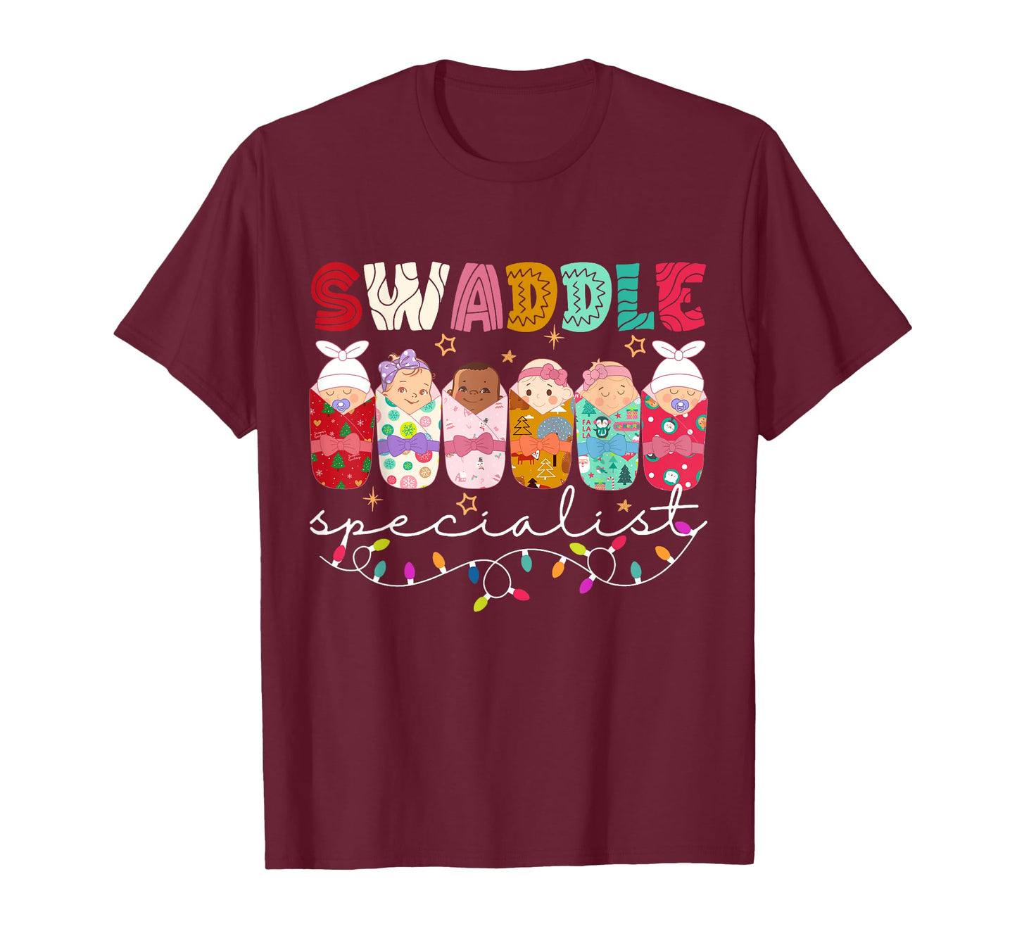 Swaddle Specialist NICU Mother Baby Nurse ICU PICU Christmas T-Shirt