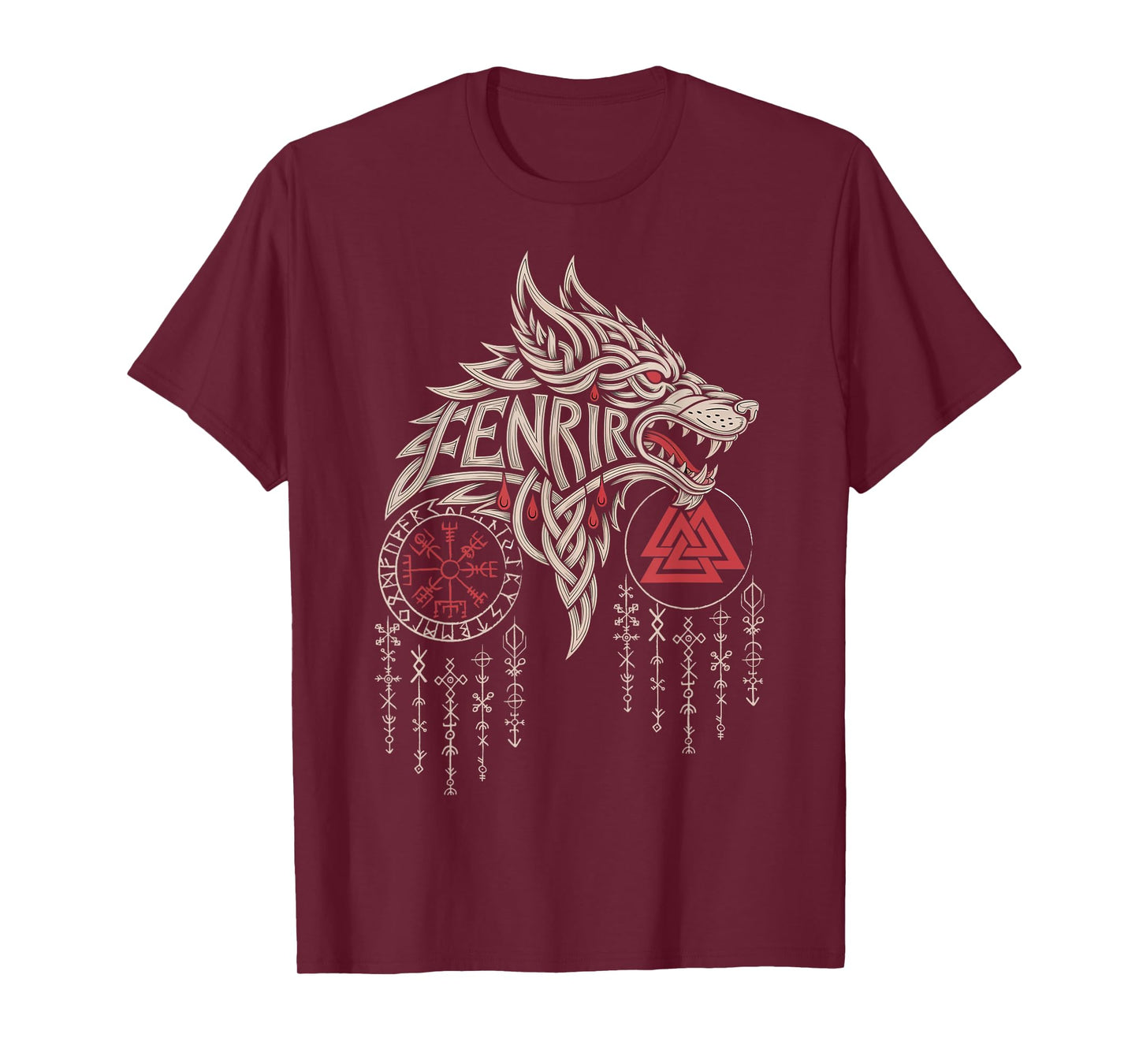 Vintage Celtic Compass – Norse Valknut Wolf Viking Vegvisir T-Shirt