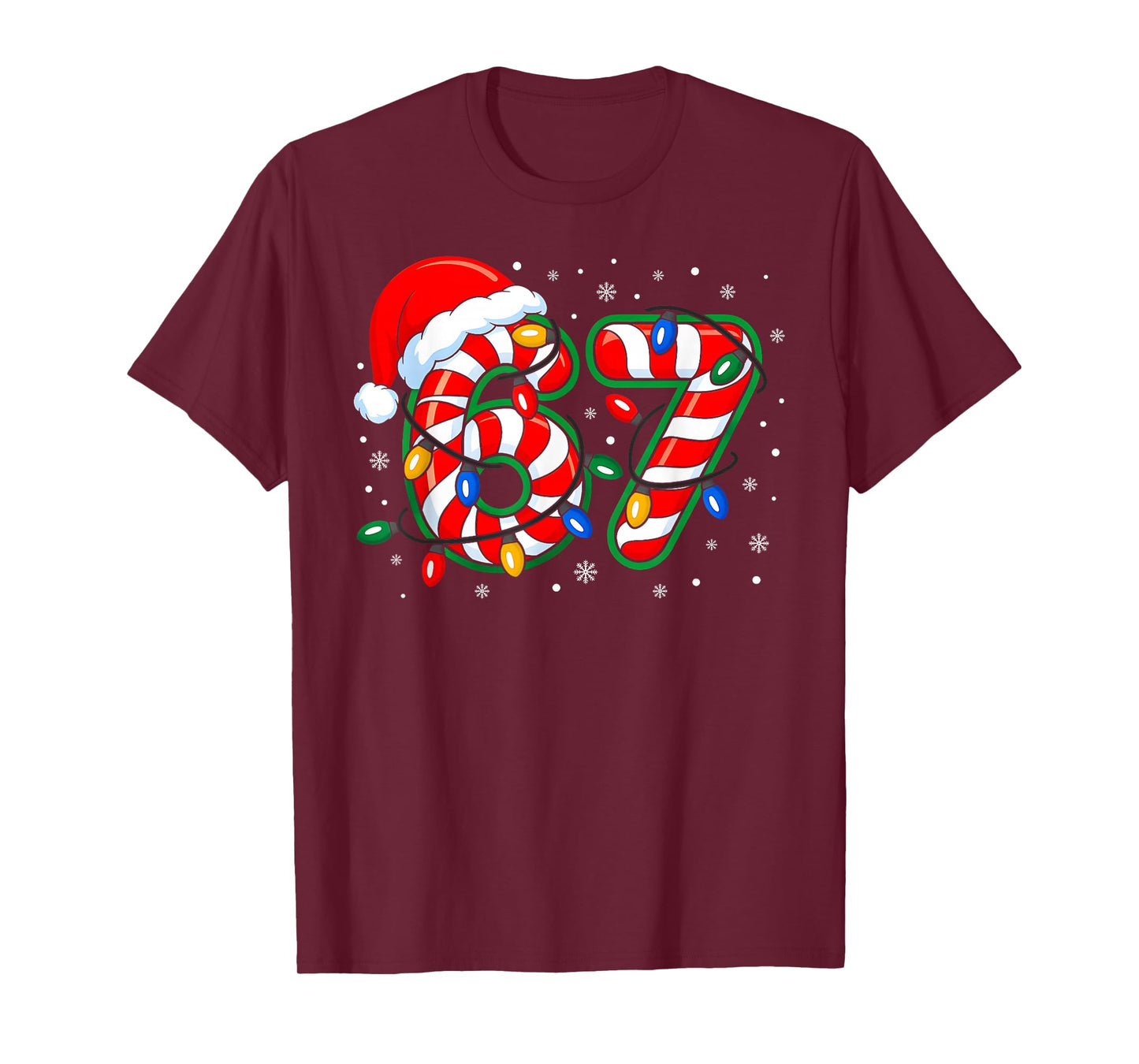 Funny Six Seven 67 Meme 6 7 Christmas Candy Cane Boys Kids T-Shirt