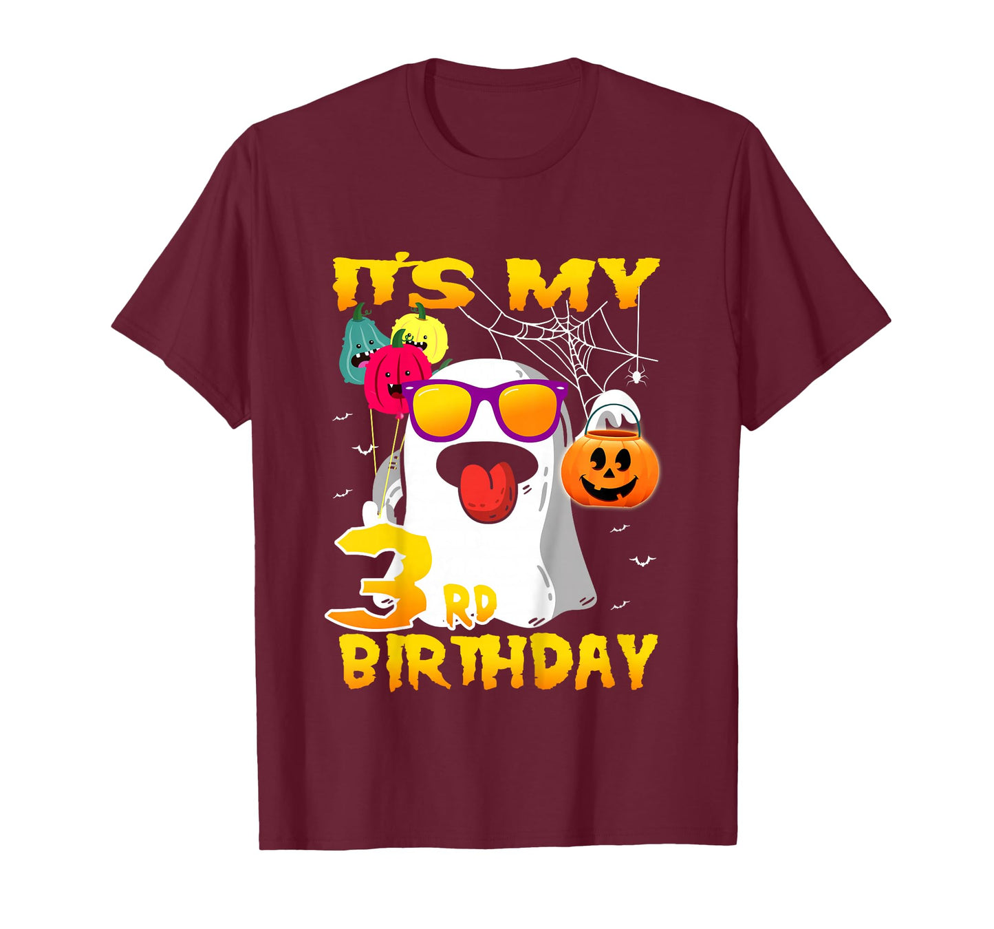 Kids It's My 3rd Birthday Ghost Pumpkin Halloween Party 3 years T-Shirt