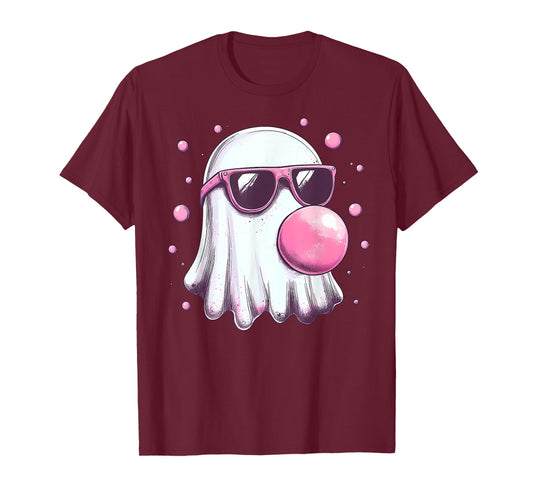 Cute Pink Ghost Bubble Gum Halloween Costume Women Kids T-Shirt