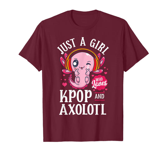 Just A Girl Who Loves K-POP and Axolotl Music Kids Girls T-Shirt