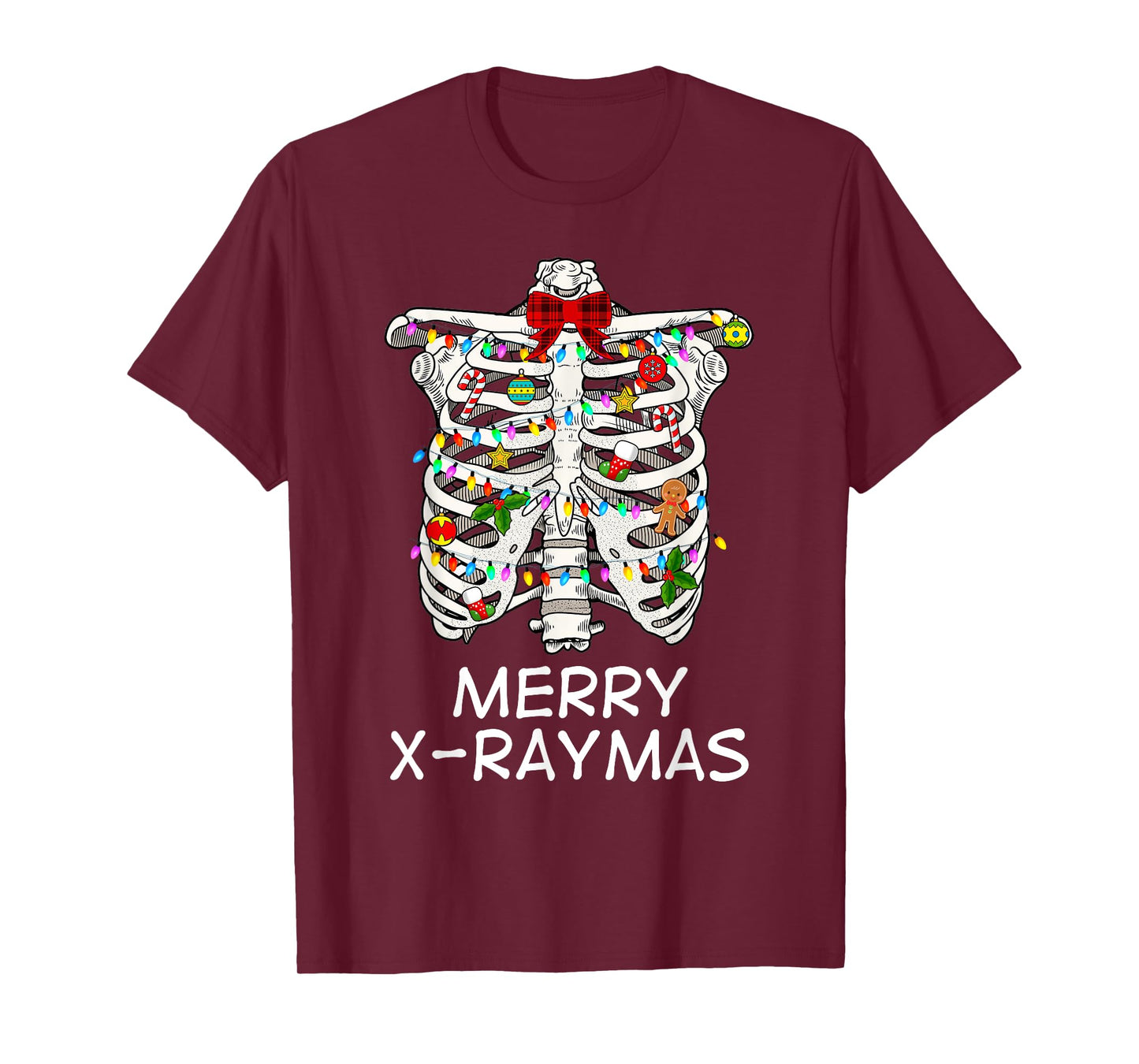 Merry X-Raymas Skeleton Rib Cage Radiology Christmas Gift T-Shirt