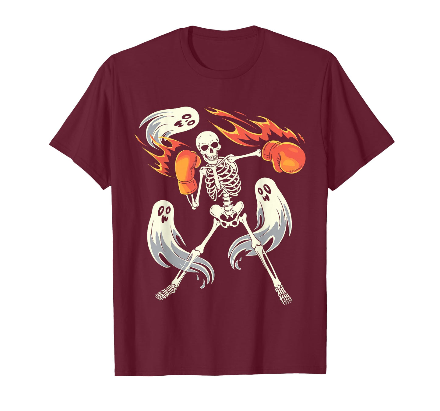 Funny Skeleton Boxing Lovers Spooky Halloween Boxer Ghosts T-Shirt