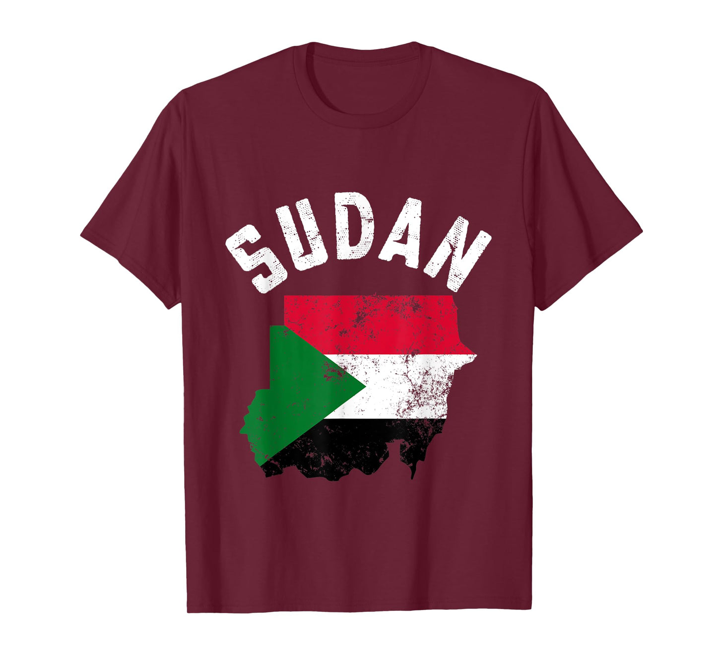 Distressed Patriotic Sudan Flag Map Men Women T-Shirt