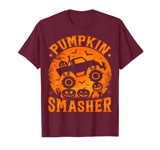 Pumpkin Smasher Halloween Monster truck Boys Halloween Kids T-Shirt