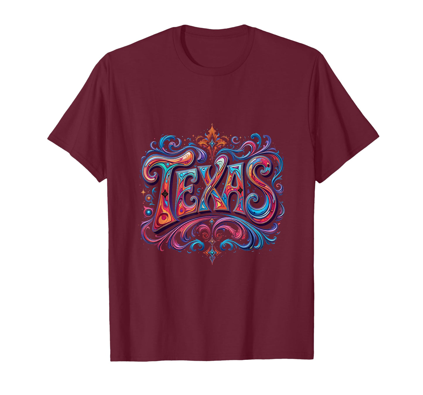 TEXAS Retro Vibes Bold Colors & Shining Stars Text Design T-Shirt