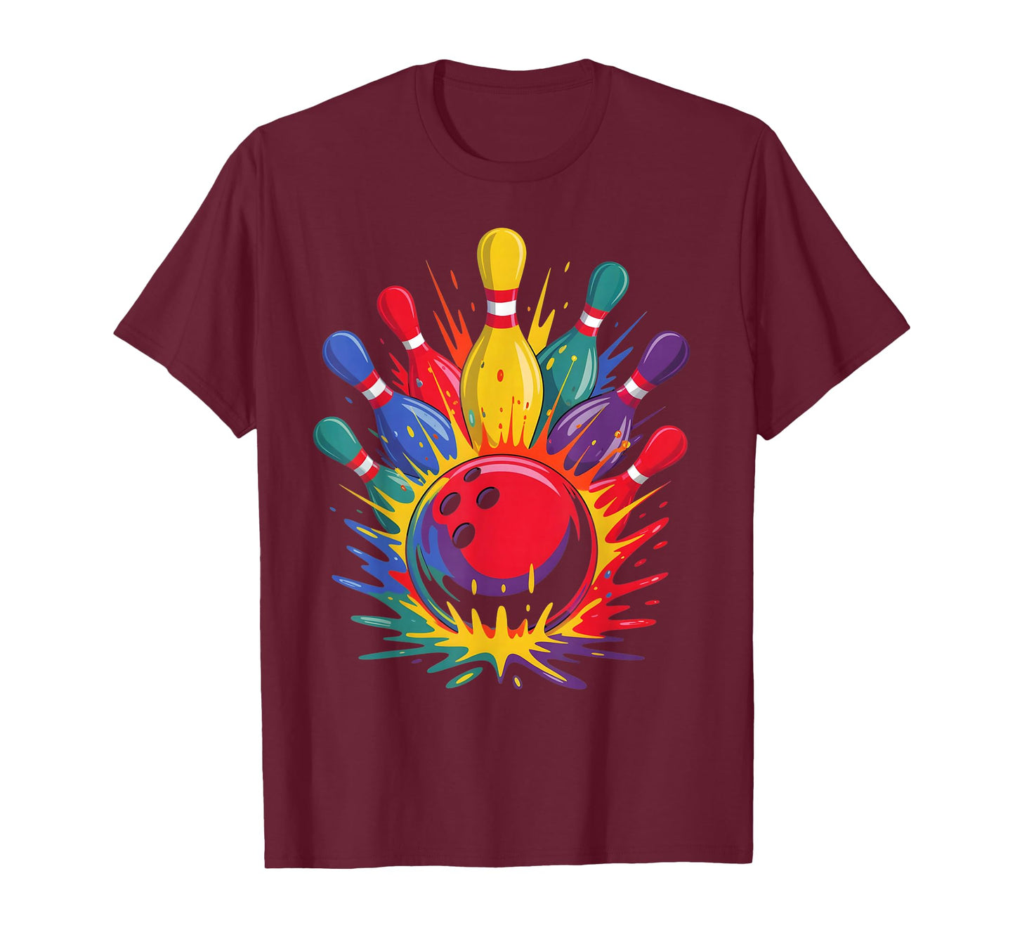 Colorful Bowling Game Day Bowler Cute Colorsplash Ball T-Shirt