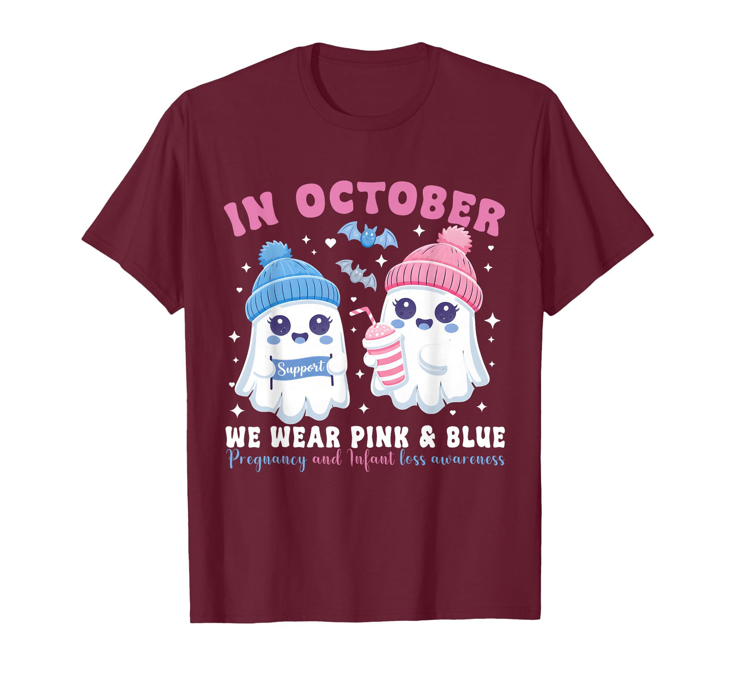 in October We Wear Pink and Blue Infant Loss Awareness T-Shirt