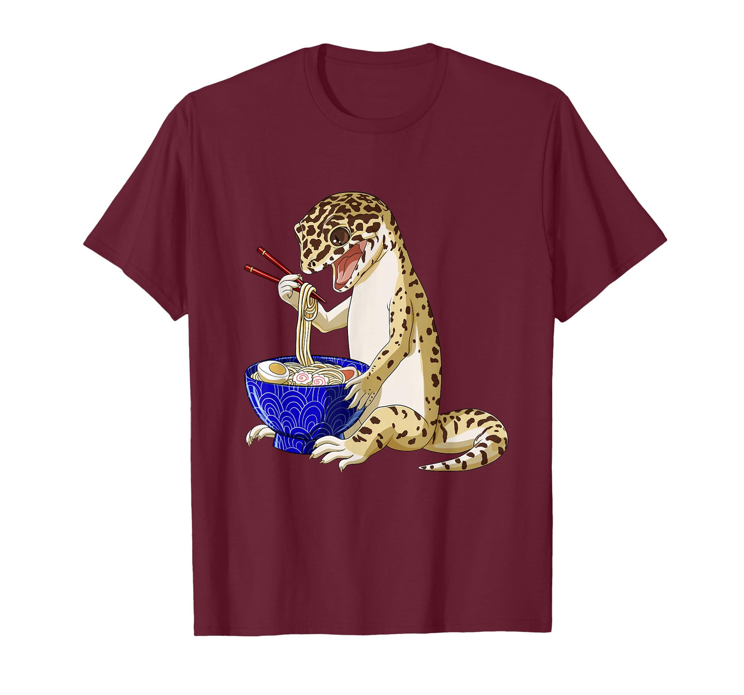 Funny Japanese Kawaii Ramen Reptile Leopard Gecko T-Shirt Small