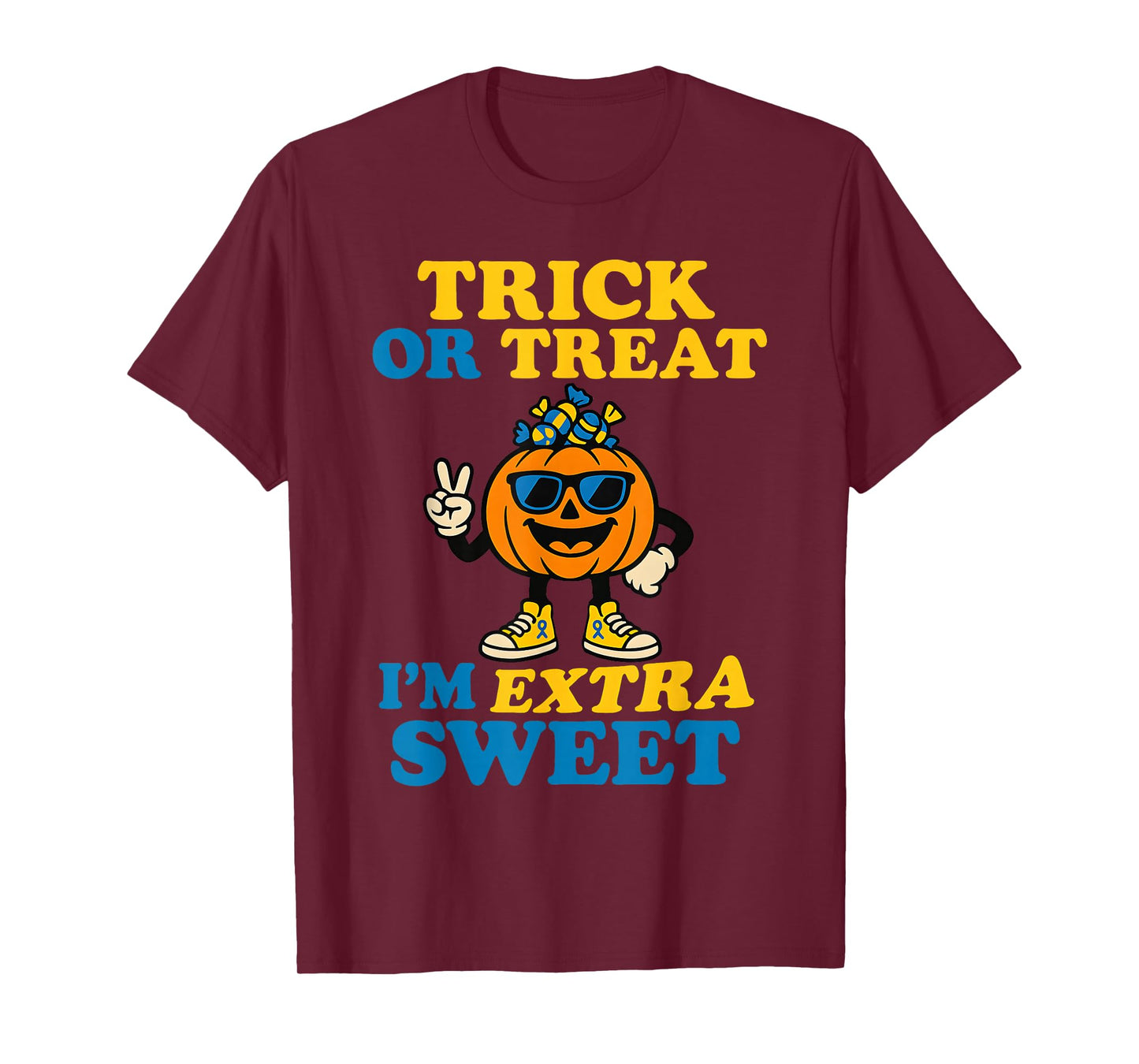 Down Syndrome Halloween Trick Or Treat Pumpkin Candy Cute T-Shirt