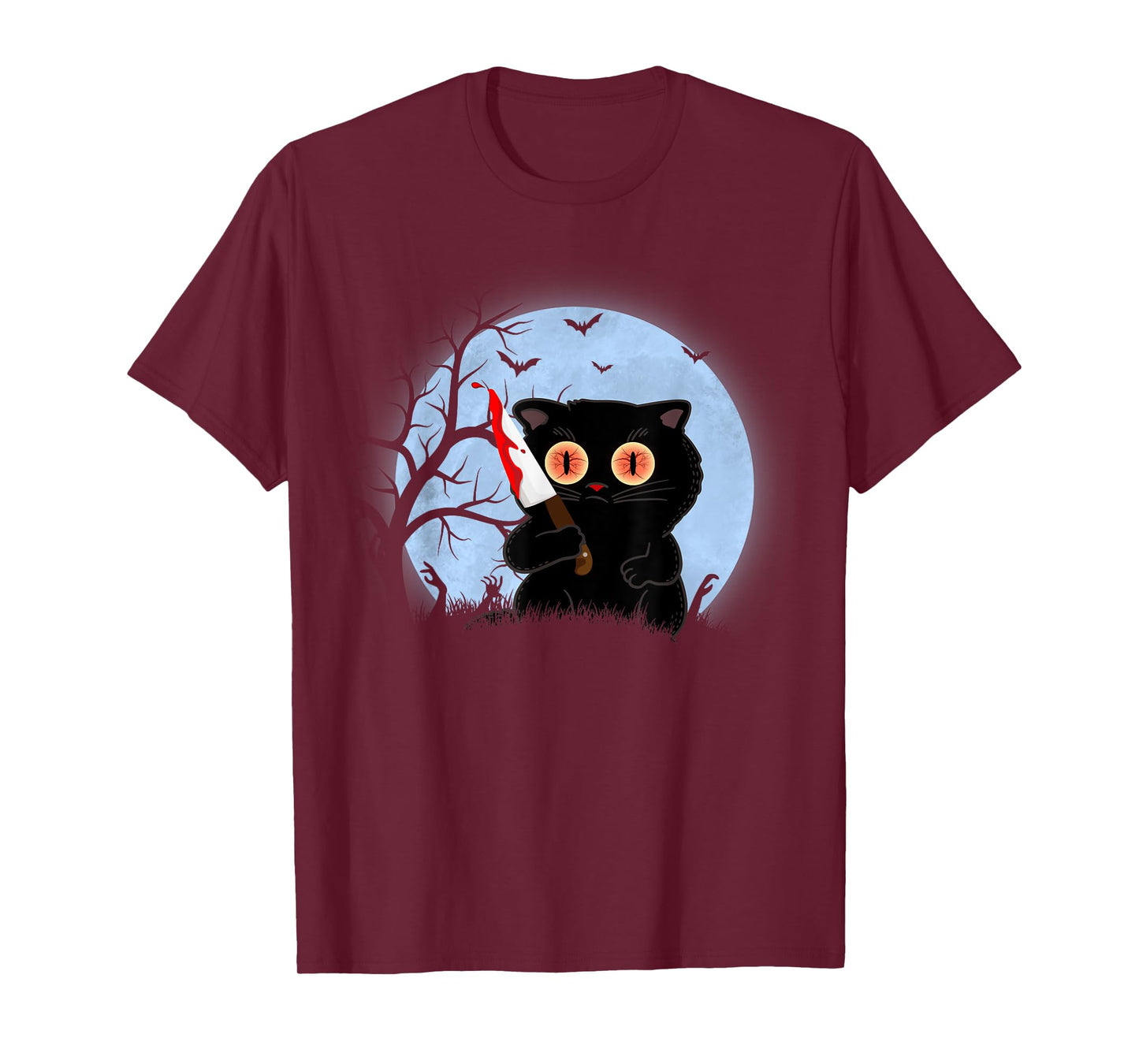 Funny scary black horror cat screaming what halloween bloody T-Shirt for Men Women
