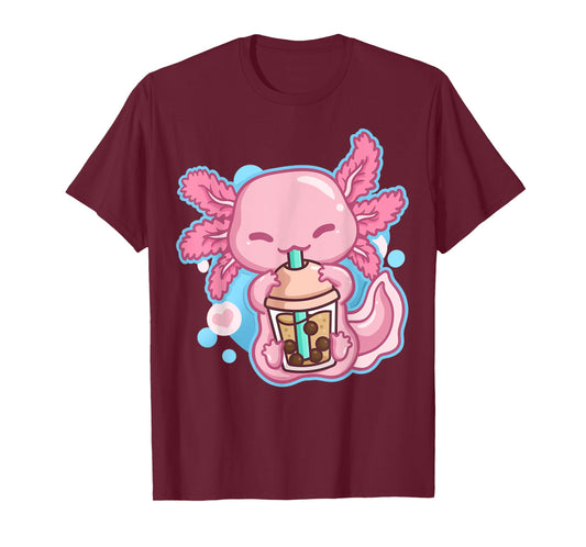 Boba Tea Bubble Tea Milk Tea Anime Axolotl T-Shirt Small