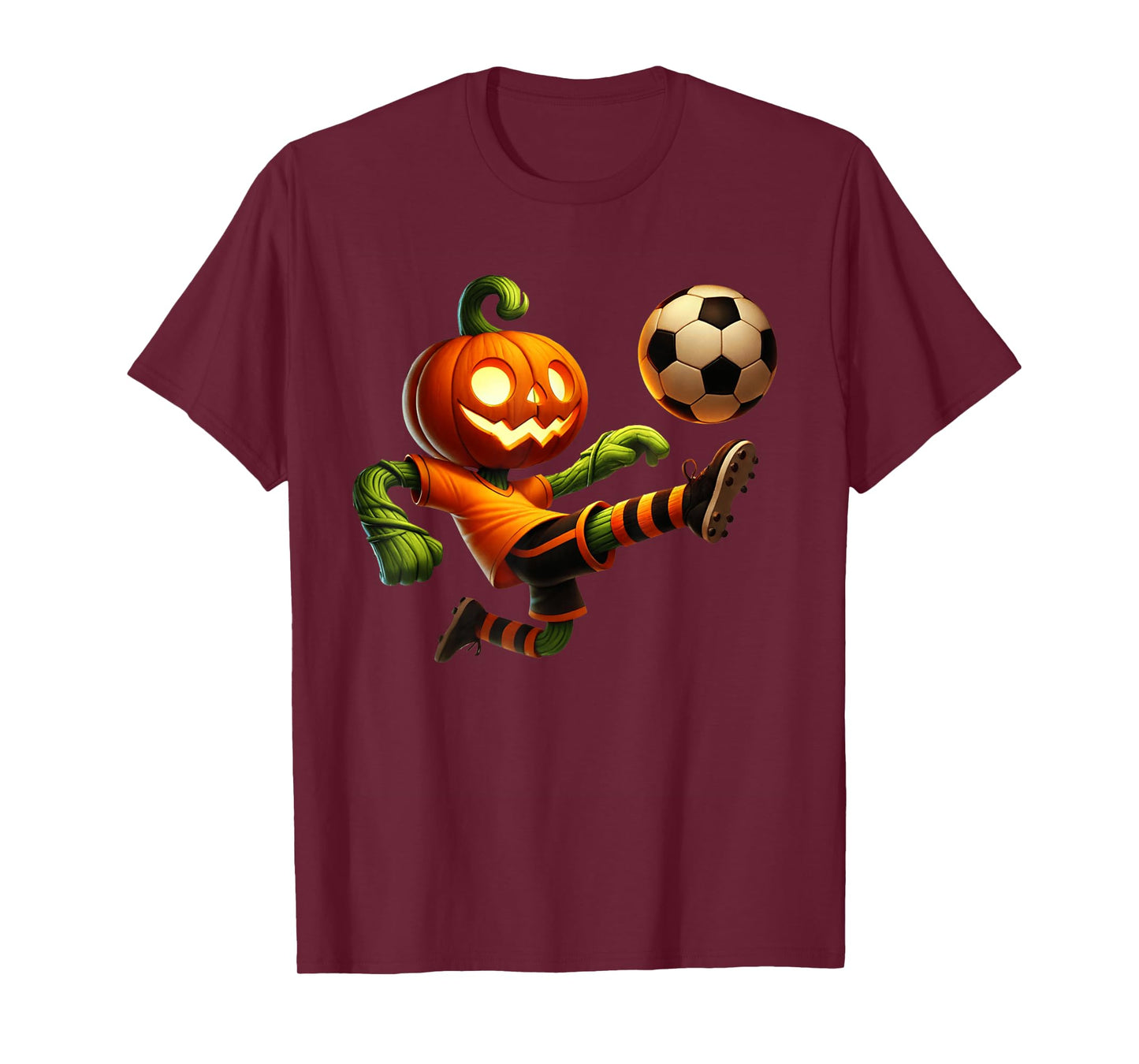 Pumpkin Face Soccer Halloween Costume Men Boys Kids Cute T-Shirt