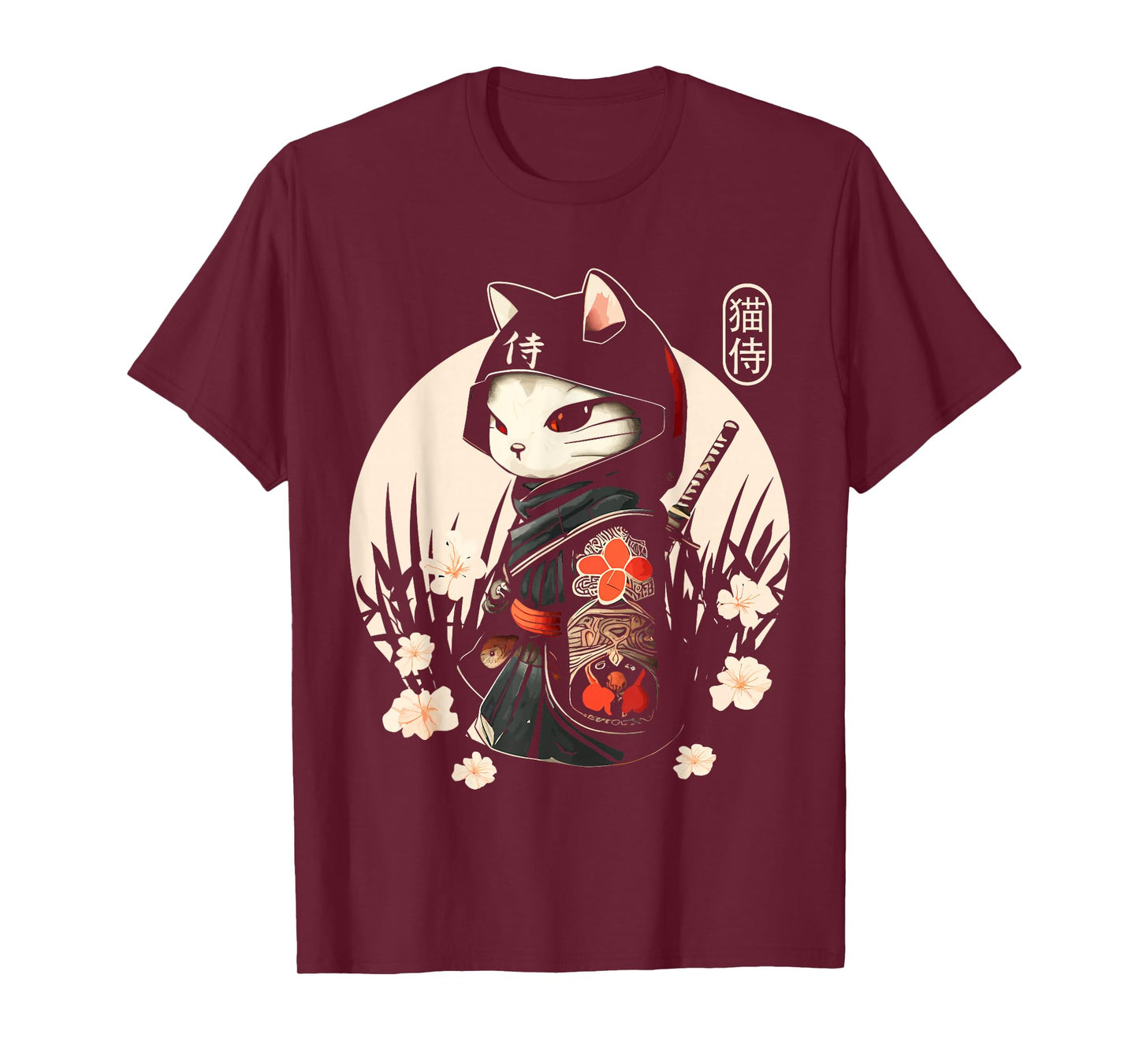 Japanese Samurai Cat Tattoo, Kawaii Ninja Cat T-Shirt