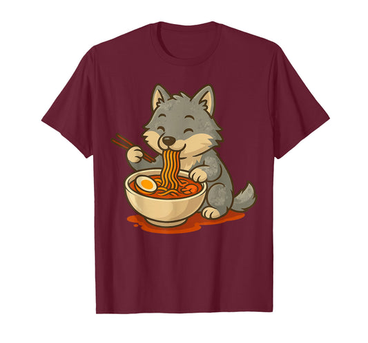 Wolf Eating Ramen Noodles T-Shirt