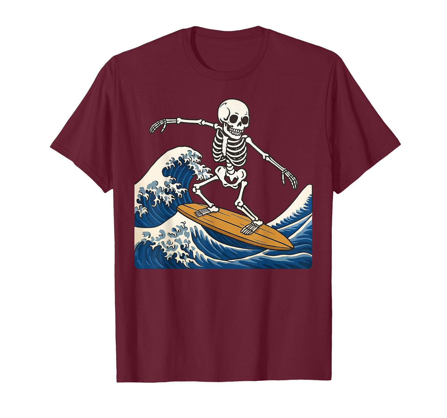 Skeleton Surfing Japanese Wave T-Shirt