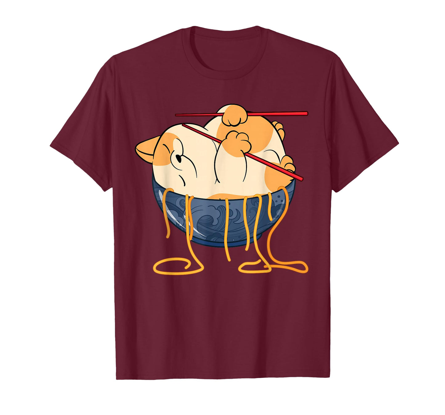 Cute Anime Merch Cat Design Japanese Ramen Noodle Clothes- T-Shirt