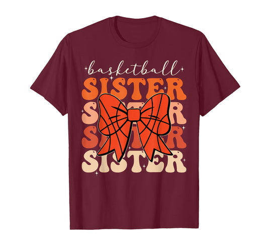 Basketball Sister Vintage Sport Lover Sister Mothers Da T-Shirt