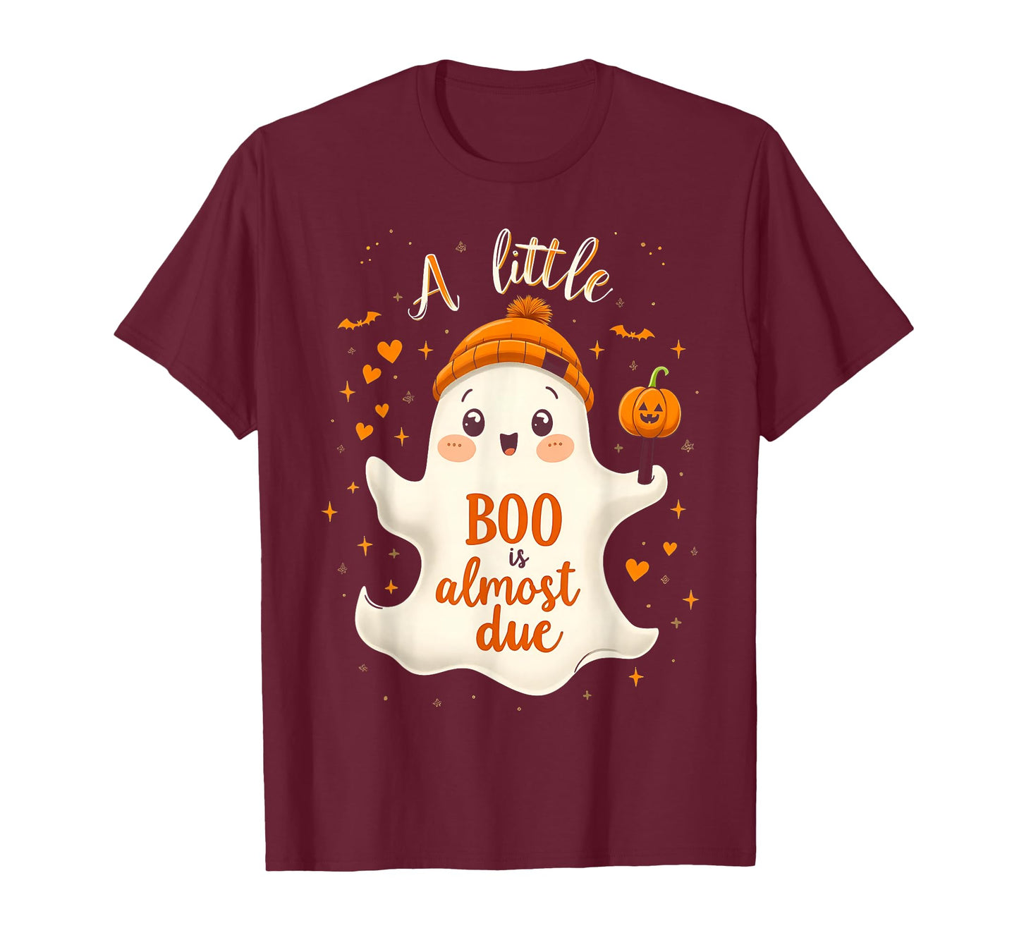 Funny Spooky Pregnancy A Little Boo is Almost Due Halloween T-Shirt