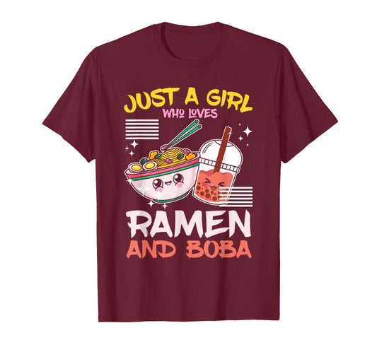 Just A Girl Who Loves Ramen And Boba Bubble Tea Japanese T-Shirt