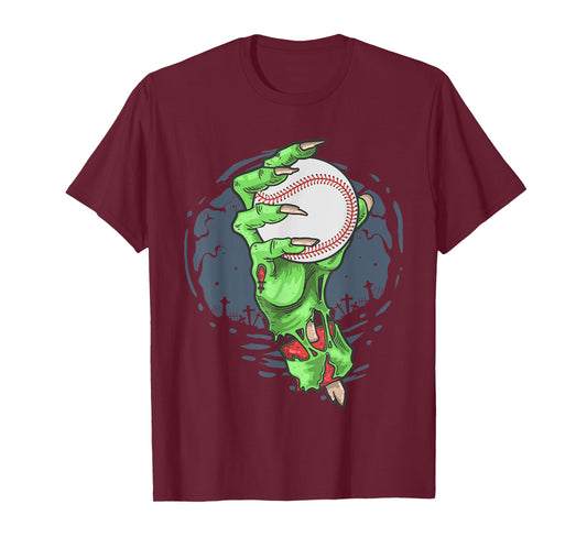 Baseball Zombie Hand Baseball Player Halloween Costume T-Shirt