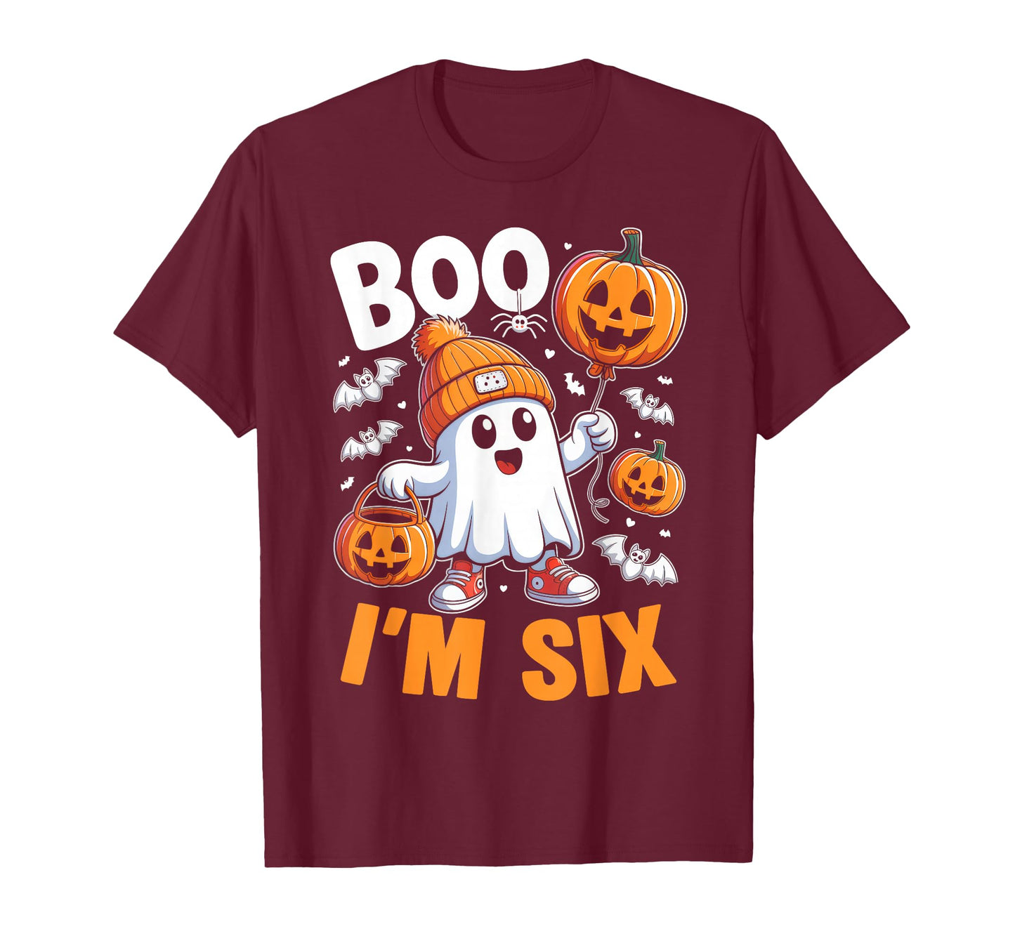 Boo I'm Six Ghost 6th Birthday Halloween Boy Kids Groovy T-Shirt