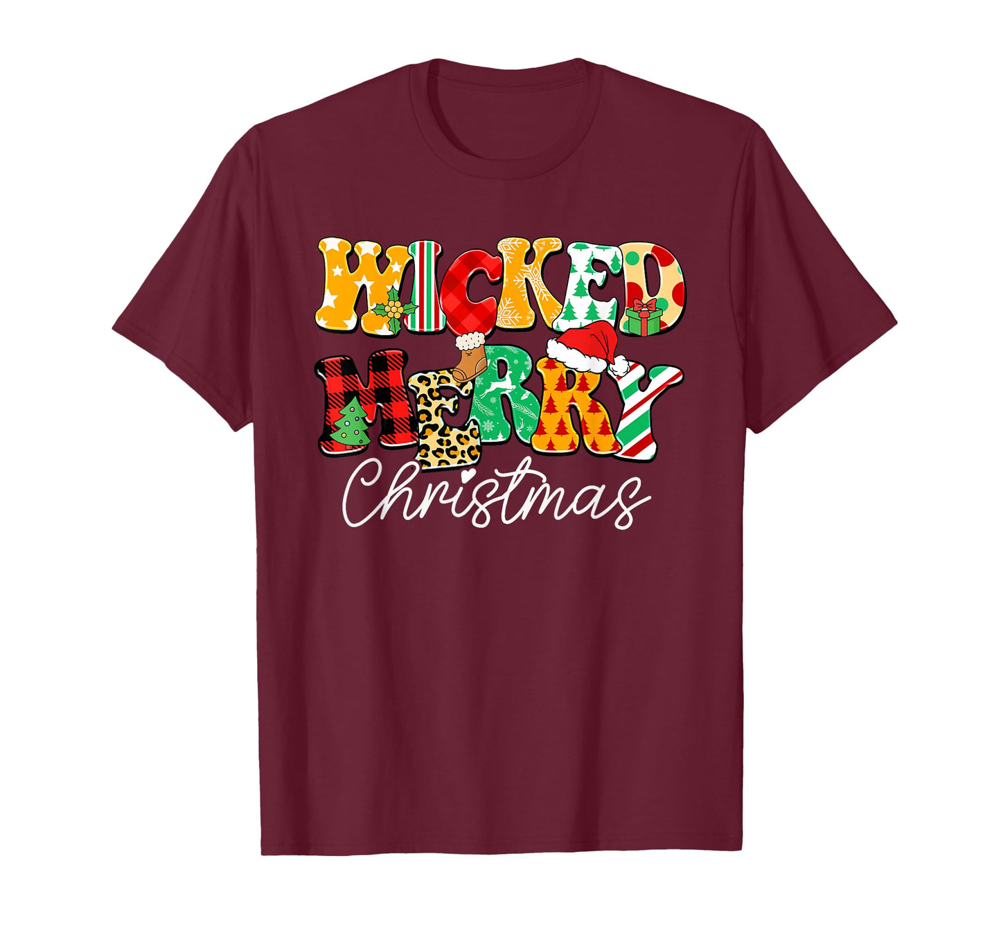 Wicked Merry Christmas Pattern Mix Humor T-Shirt