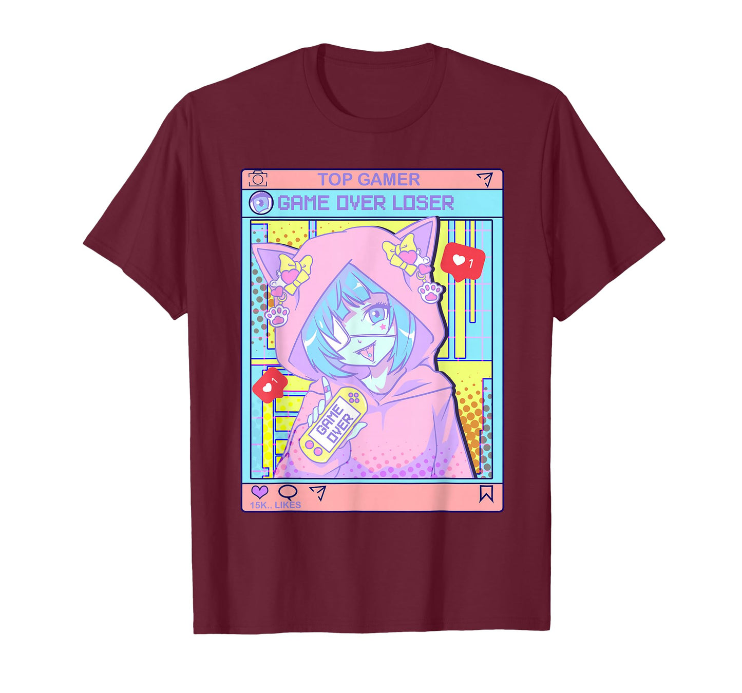 Kawaii Pastel Goth Girl Anime Gamer Game Over Loser T-Shirt