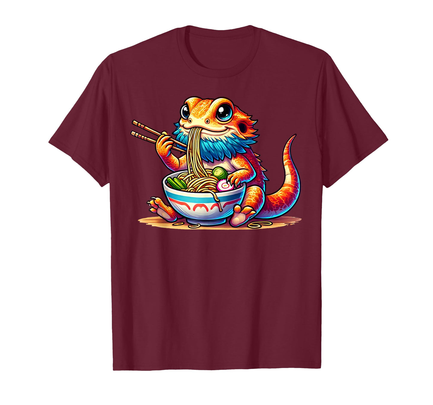 Bearded Dragon Eating Japanese Noodles Kawaii Ramen Bowl T-Shirt