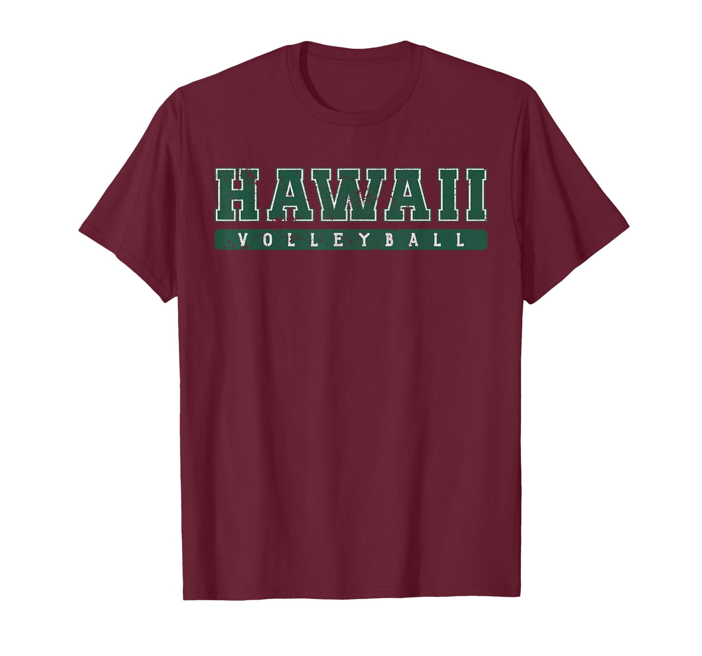 Hawaii Volleyball Green Vintage Text T-Shirt