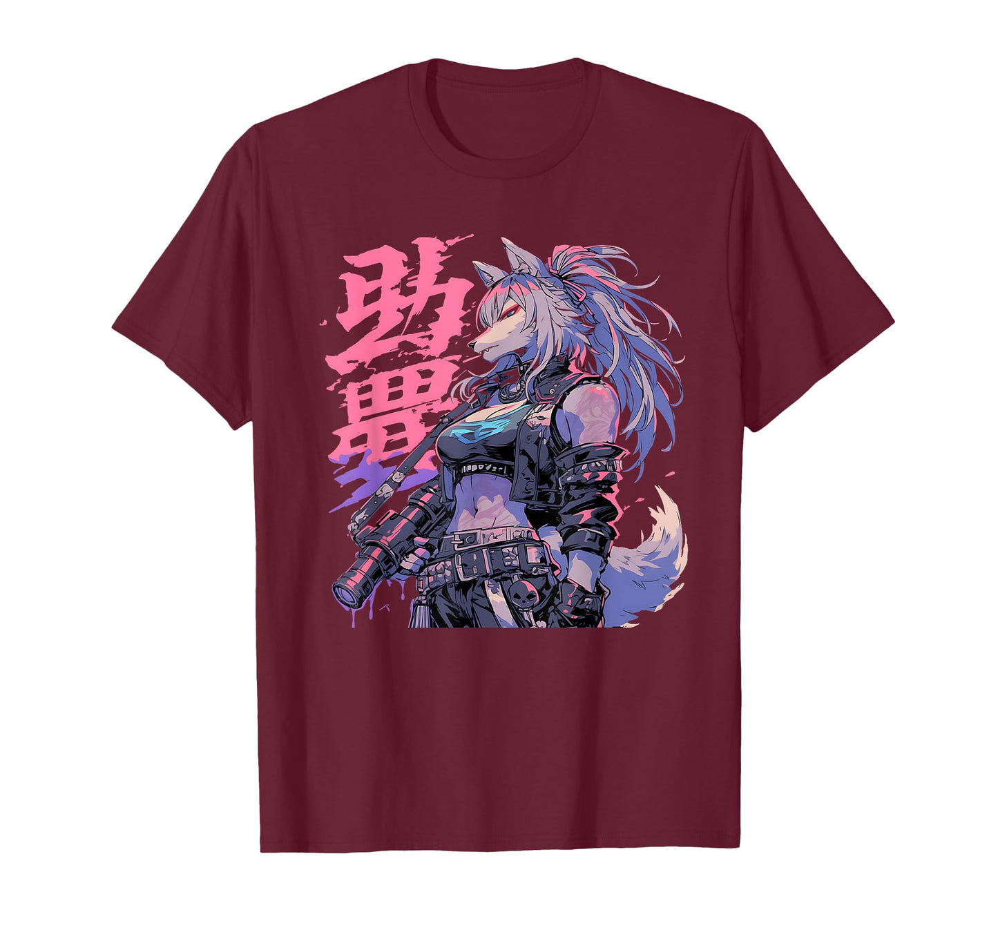 Goth Grunge Demon Anime Furry Wolf Horror Alt Aesthetic T-Shirt, Small, Black