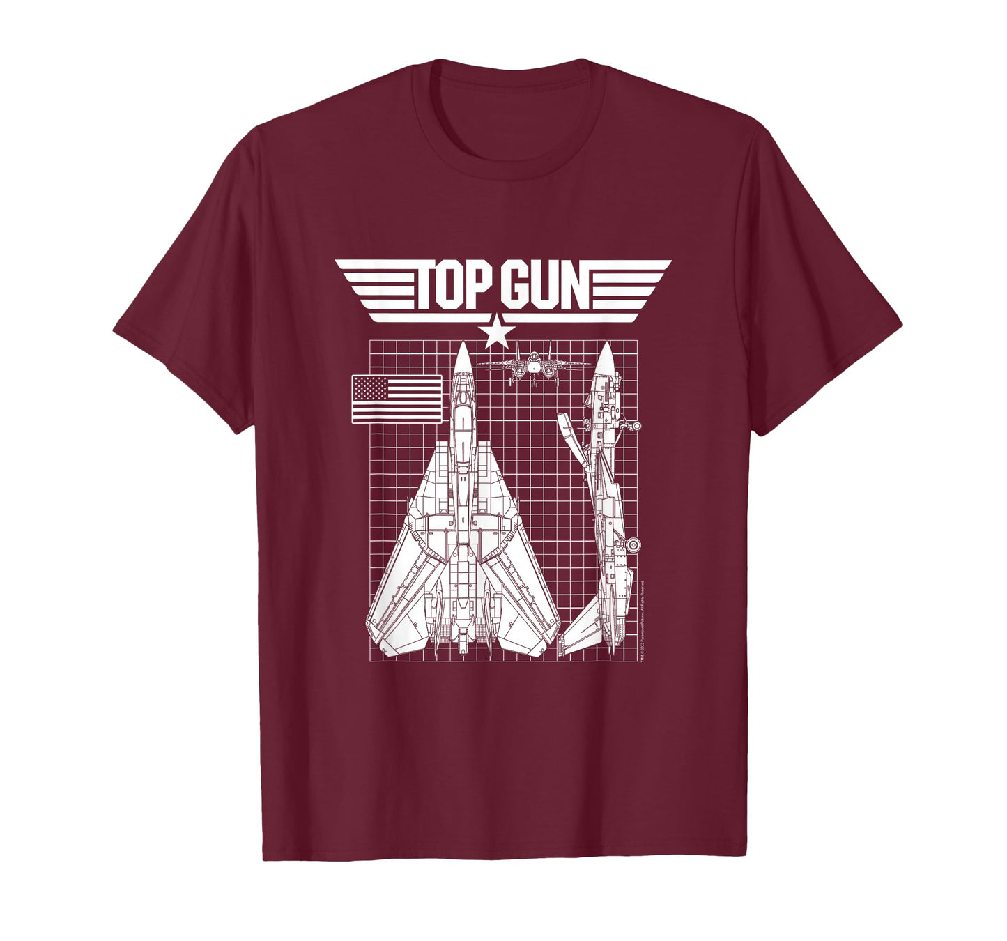 Top Gun F-14 Tomcat Blueprints Action Movie T-Shirt