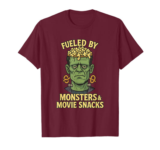 Fueled by Monsters Movie Snacks Funny Frankenstein Halloween T-Shirt