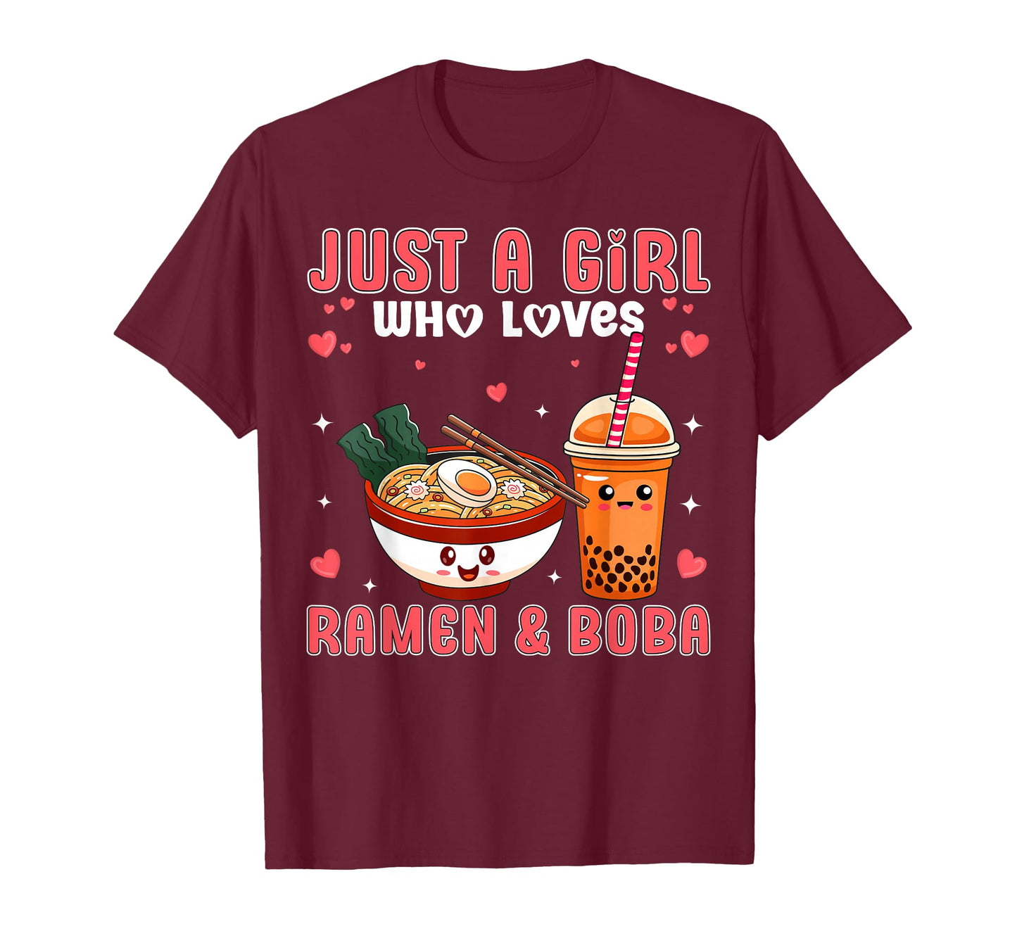 Cute Just a Girl Who Loves Ramen And Boba Japan Bubble Tea T-Shirt