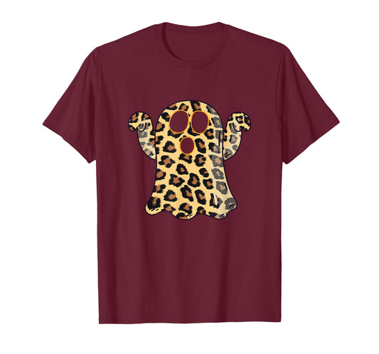 Ghost Boo Leopard Print Halloween Women Girls boys Kids T-Shirt